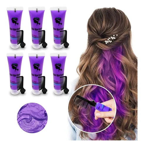 Byhoo Tinte Temporal Morado Para Cabello Oscuro, 3.1 Fl Oz,