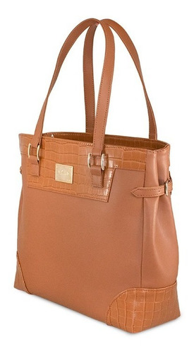 Imagen 2 de 4 de Bolsa Tote Detalle Reptil Color Camel Pawo