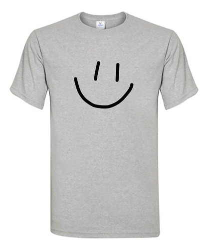 ¡oferta! Polera Gris M, Carita Feliz Minimalista Aesthetic