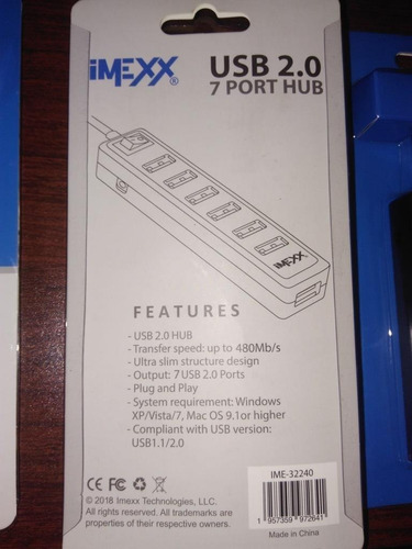 Imagen 3 de 3 de Hub Portátil Multiplicador A 7 Puertos Usb 2.0 Imexx
