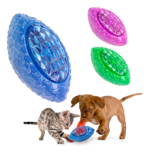 Pelota De Goma Para Perros Ovalada Luz Y Chifle 13cm