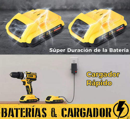 Taladro 28v Inalámbrico Recargable 2 Baterías Y Herramientas