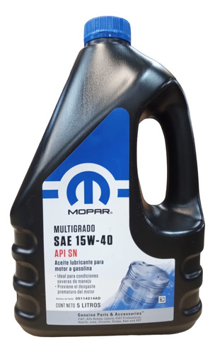 5 Lts Aceite Mopar Multigrado 15w-40 Original