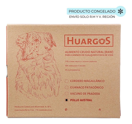 Huargos Alimento Crudo Pollo Barf (caja 15 Hamburguesas)