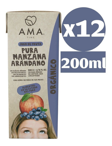 Ama Jugo De Fruta Orgánico Manzana Arándano 12x200cc Tetra