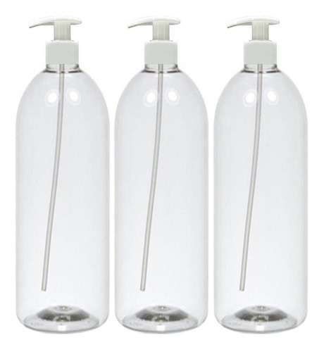 Pack 3 Botellas Plastica Con Valvula Cremera Blanca 1 Litro