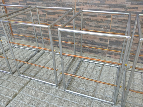 4x Cubos Exhibidores Vidriera Caño Cromado Y Cobre 33x38 Cm (Usado)