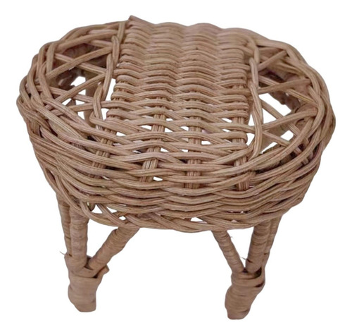 Q Silla De Ratán Para Casa De Muñecas A Escala 7cm X 9cm