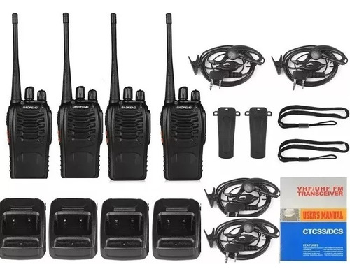 Pack X4 Radio Transmisor Walkie Talkie Bf-888s Baofeng