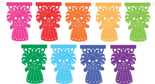 Decoración Lele 1/8 Papel Picado 10 Tiras 2 Metros