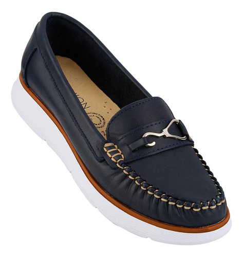 Zapato Casual Piso Mujer Azul Piel Stfashion 16903801