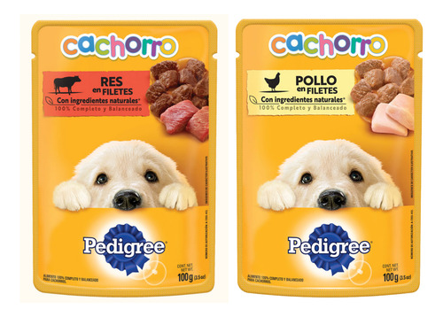 24 Sobres Pedigree Cachorro Res En Filetes Y Carne De Pollo