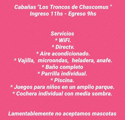 Imagen 13 de 13 de Alquilo Cabañas Y Monoambiente En Chascomús Con Piscina