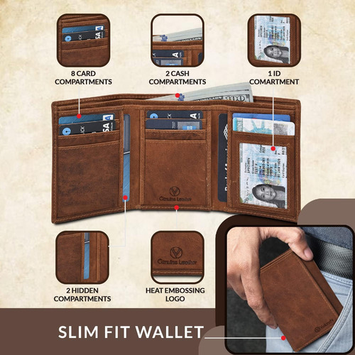 Valenchi Billetera Trifold De Piel Para Hombre - Rfid Blo...