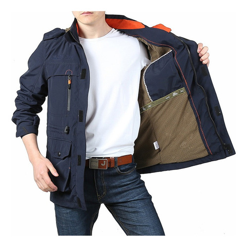 Jaqueta Masculina Com Capuz E Cha Tamanho Grande
