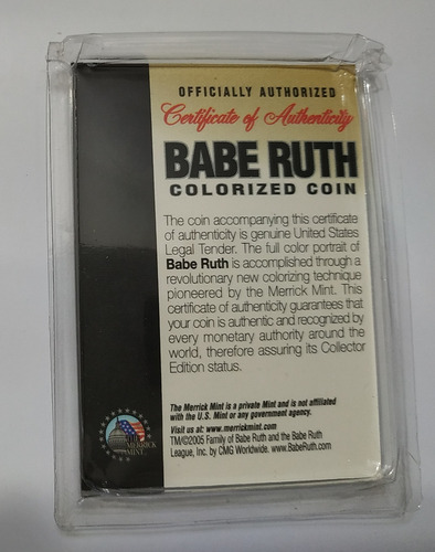 Moneda De Coleccion Babe Ruth Hall Of Fame