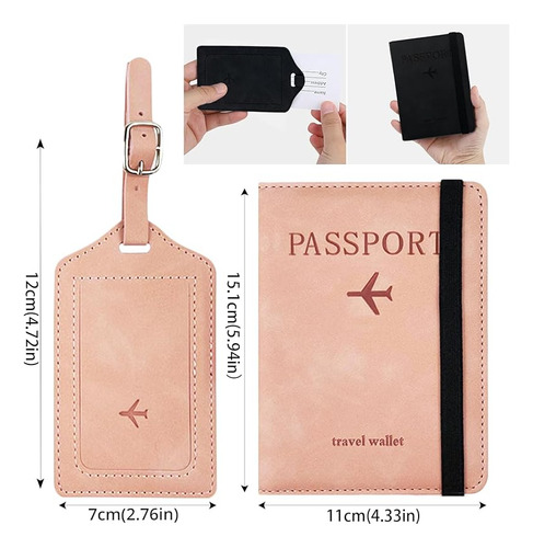 Set Portadocumentos De Viaje, Porta Pasaportes De Pu 2pcs