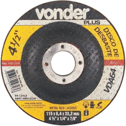 Disco De Desbaste 115 Mm X 6,4 Mm X 22,23 Mm Vda64 Vonder