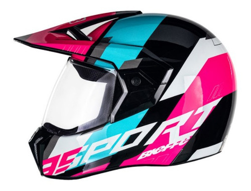 Capacete Bieffe 3 Sport Adventure Preto Azul Rosa