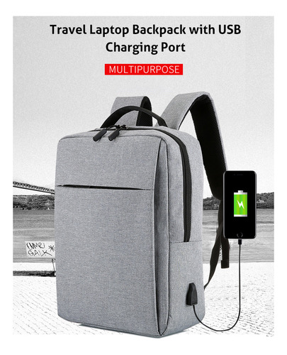 A Mochila De Viaje For Portátil Con Puerto De Carga Usb,