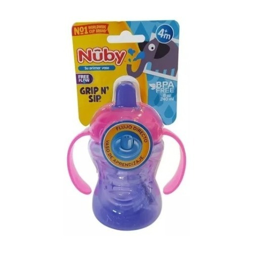 Vaso Bebe Nuby Grip And Sip Flujo Directo +4m 240ml