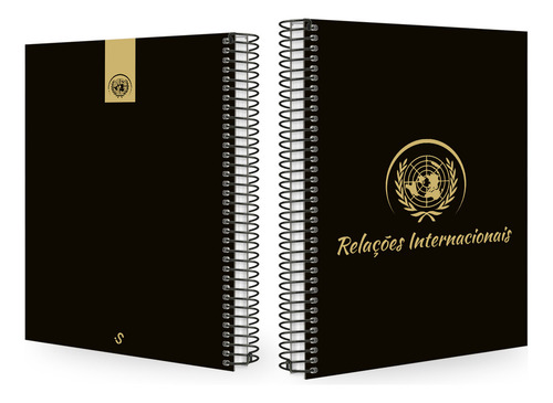 Caderno Universitário Profissões Preto E Gold 15 Matérias Cor Relações Inter