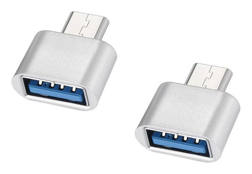 Kit 2 Adaptadores Otg Usb-c A Usb-a Multifuncional Plata