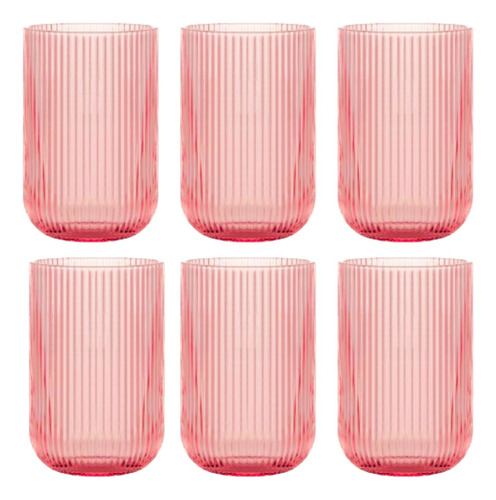 Jogo De 6 Copos 460ml Rosa Versalhes Lanty Ke Home