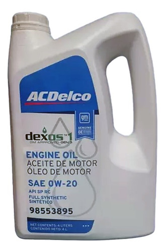 Aceite Acdelco 0w20 4litros Gm Gen3 Chevrolet 98553895