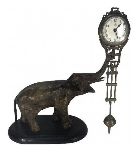 Relógio Junghans Pendulete Escultura De Bronze Elefante