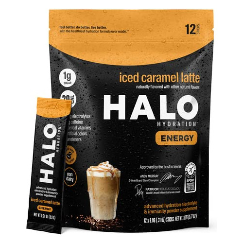 Halo Hydrating Iced Latte - Bebida Energtica En Polvo, Mezcl