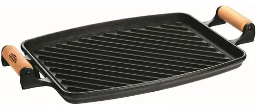 Chapa Grill Retangular Ferro 33x25x5,5 ​C Alca Panela Mineira Preto