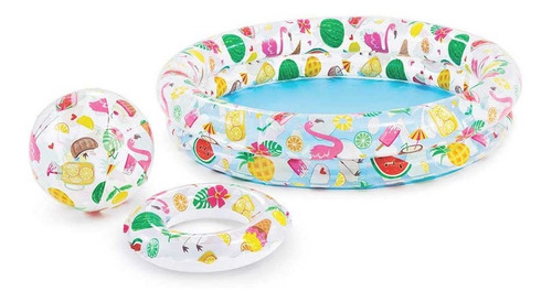 Alberca Piscina Flotador Y Pelota Inflable Frutas Niño Intex