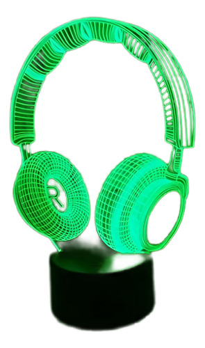 Lampara De Ilusion Diseño De Audifonos 3d Luz Led 7 Colores