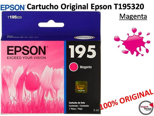 Imagen 1 de 4 de Cartucho Original Epson T195320 Para Xp-101/201/211 Magenta