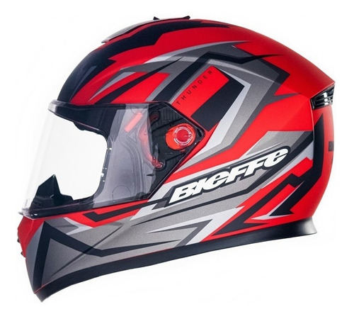 Capacete Fechado Bieffe B12 Naked Preto E Vermelho Fosco