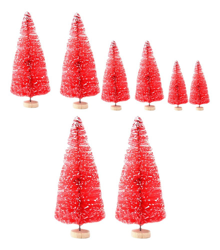 16x Mini Árbol De Navidad Artificial Con Bases De Madera 4