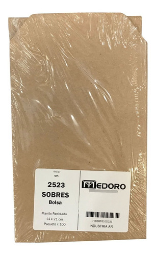 Sobres Manila Papel Madera Nº 2 14x21 Cm X 100 Un 