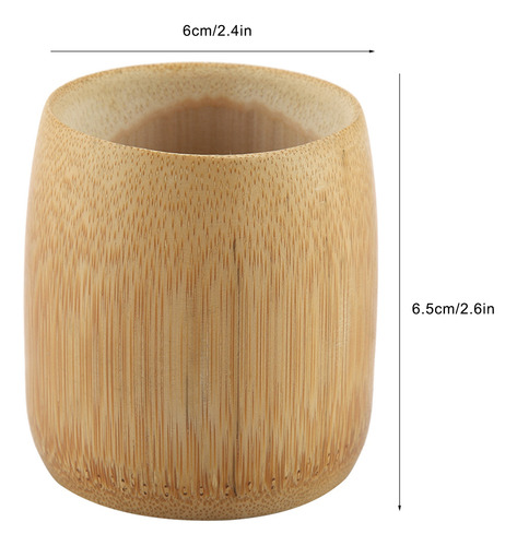Taza De Agua De Bambú Puro Natural Hecha A Mano Sin Pintura