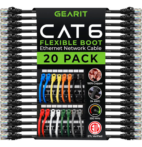 Paquete De 20 Cables De Conexión Cat6 Gearit Cable Ethernet