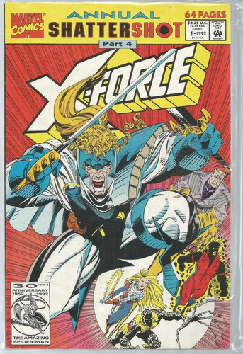X-force Annual Nº 01 - Shattershot Part 4 - Editora Marvel - 64 Páginas Em Inglês - Capa Mole - 1992 - Bonellihq Cx241 Jan24