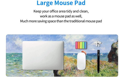 Monet Mouse Almohadilla Cosida Xl Mousepad Grande 31.5 X 12