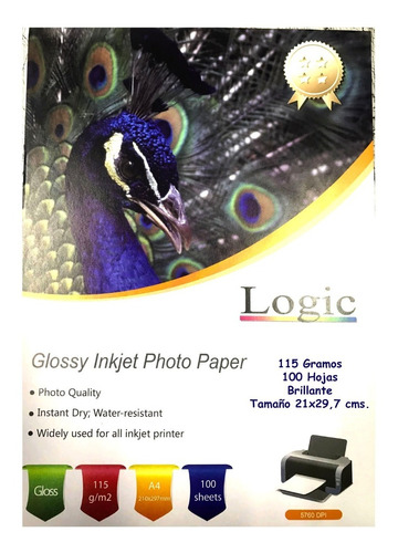 Papel Fotografico Glossy 115 Grs A4 100 Hojas