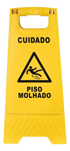 Placa Sinalização Piso Molhado Amarela Cavalete