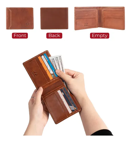 Cartera De Cuero Italiano Para Hombre Tarjetero Y Billetera