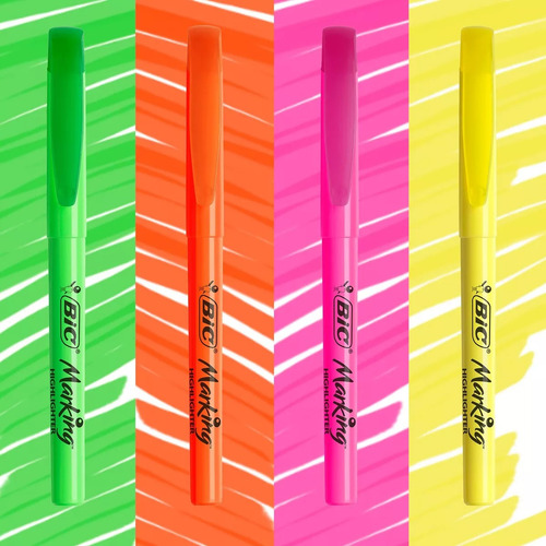 Marcatextos Bic Plumones Punta Cincel 4 Colores Resaltador
