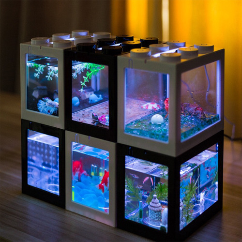 Imagen 4 de 9 de Mini Tanque De Peces Usb De Escritorio Led Kit De Acuario Ne