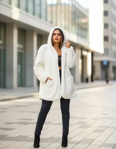 Acka. teddy loop coat ホワイト Jaqueta Teddy Feminina Casaco Longo | Parcelamento sem juros