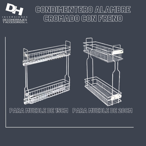 Condimenteros Alambre Cromado Para Mueble De 15cm Y 20cm Con