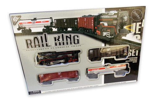 Tren Rail King A Pilas 1 Locomotora 3 Vagones Luz Y Sonido